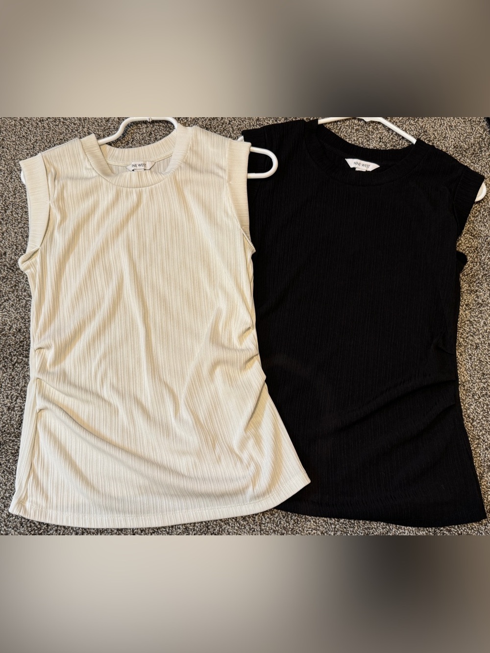 Nine West Ribbed Sleeveless Tops in White and Black